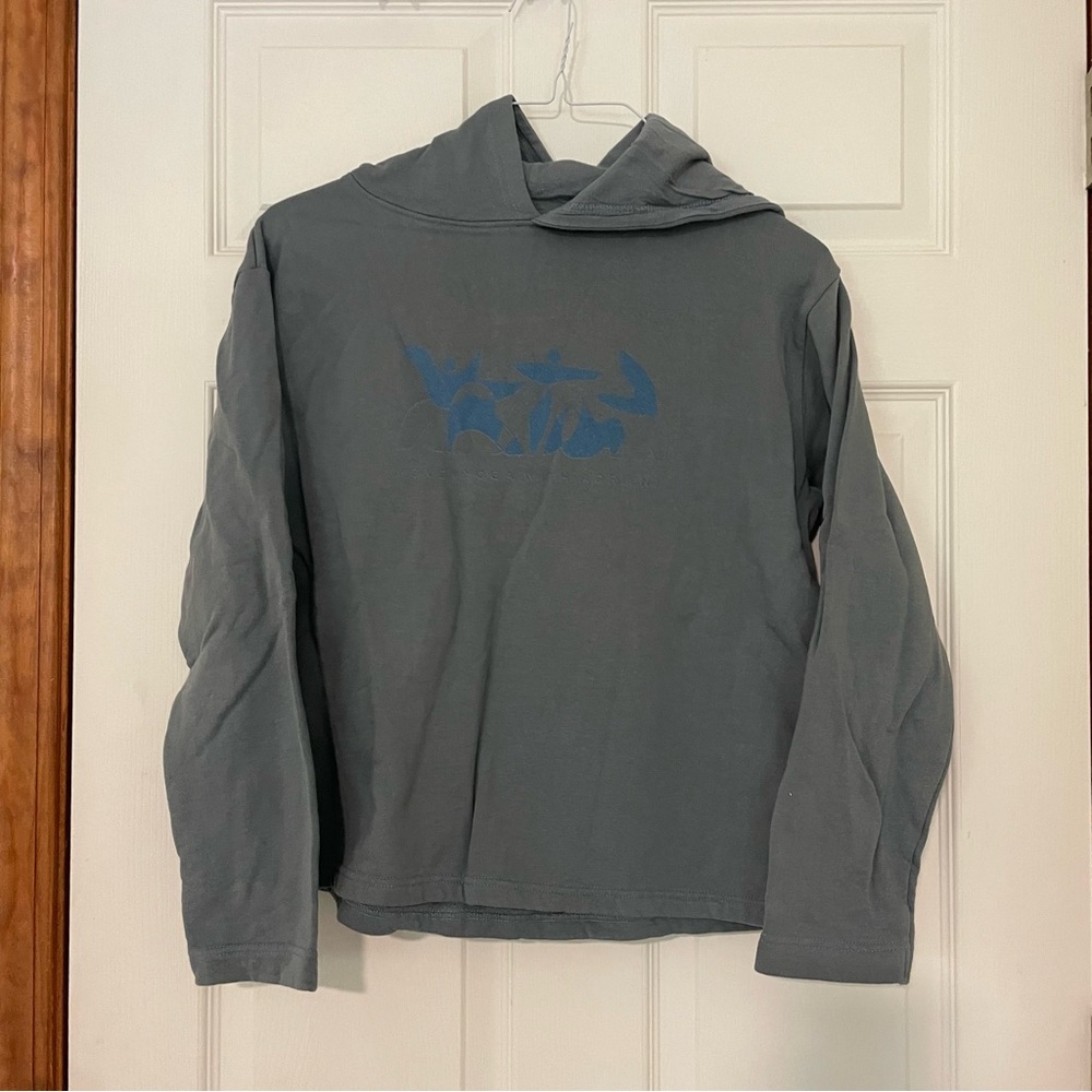 Yoga with Adriene Gray Hoodie with Green Tag Detail
